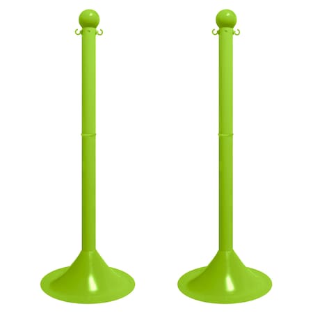 Mr. Chain Safety Green Light Duty Stowable Stanchion, 2PK 93514-2